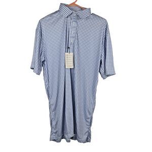 Collars & Co Men's Size XL Tall Blue Windowpane Dress Collar Polo NWT CC53